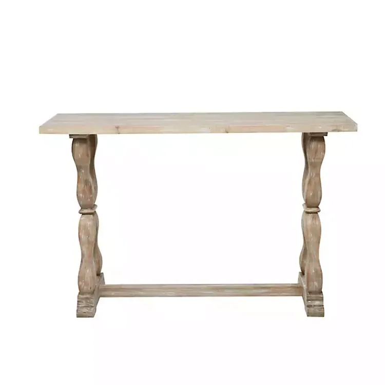 Kirklands Home Console Tables|Whitewashed Wood Trestle Base Console Table