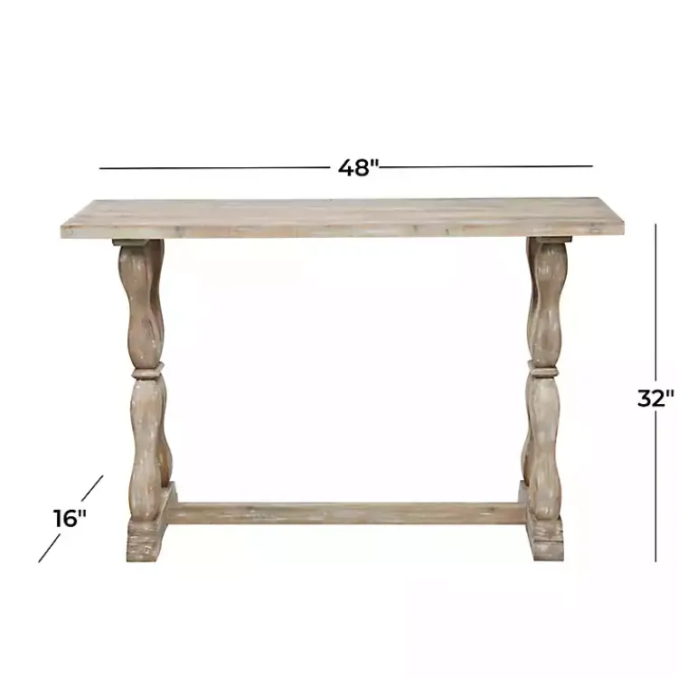 Kirklands Home Console Tables|Whitewashed Wood Trestle Base Console Table
