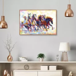 Kirklands Home Canvas Art|Wild Horses Running Framed Canvas Art Print Multi