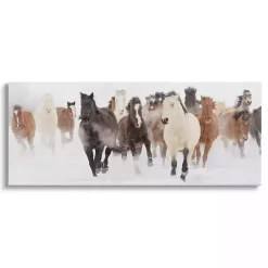 Kirklands Home Canvas Art|Wild Winter Horses Canvas Art Print, 40x17 in.