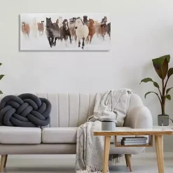 Kirklands Home Canvas Art|Wild Winter Horses Canvas Art Print, 40x17 in.
