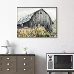 Kirklands Home Canvas Art|Wildflower Barn Framed Canvas Art Print, 40x30 in. Gray