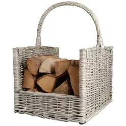 Kirklands Home Garden Decor|Willow Branch Firewood Basket Gray