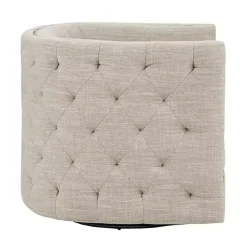 Kirklands Home Accent Chairs|Wilson Tufted Taupe Swivel Accent Chair Tan