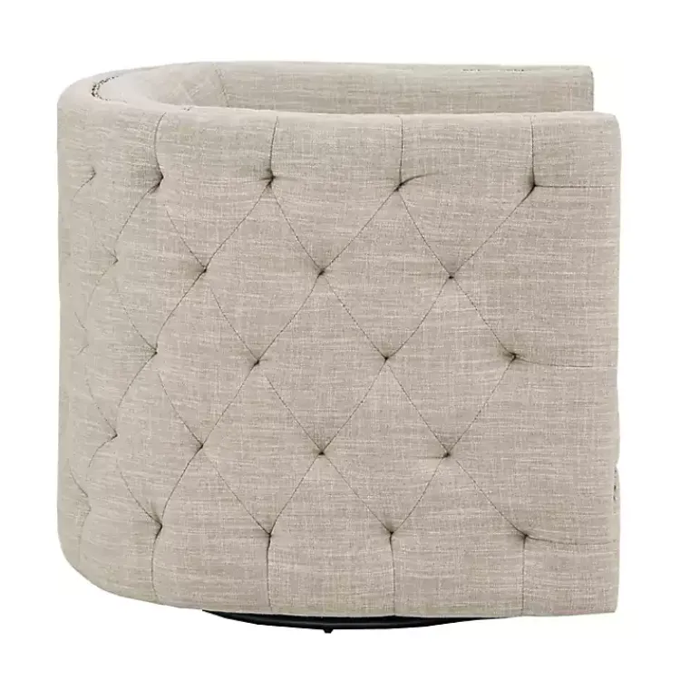 Kirklands Home Accent Chairs|Wilson Tufted Taupe Swivel Accent Chair Tan