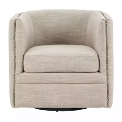 Kirklands Home Accent Chairs|Wilson Tufted Taupe Swivel Accent Chair Tan