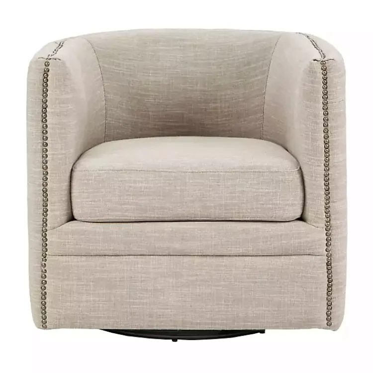 Kirklands Home Accent Chairs|Wilson Tufted Taupe Swivel Accent Chair Tan