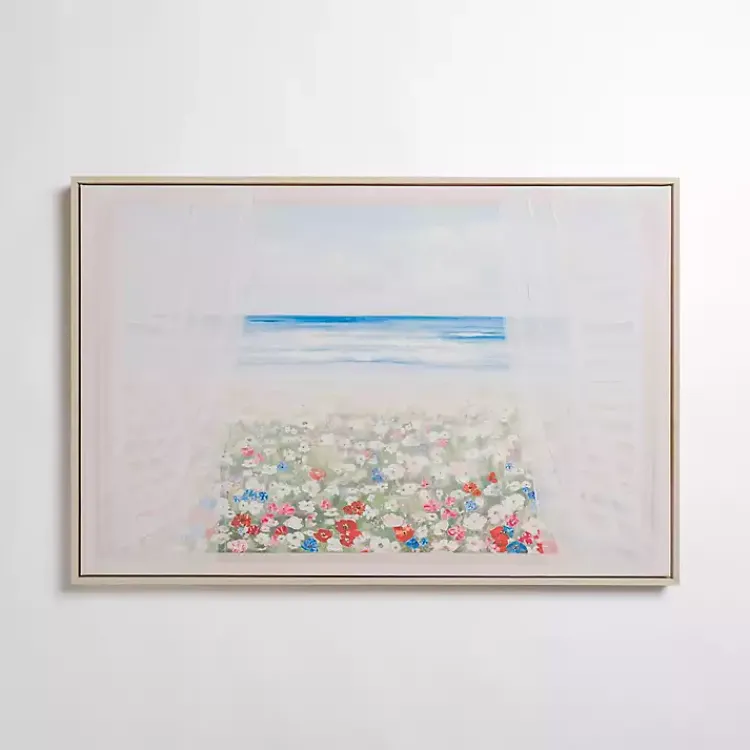 Kirklands Home Canvas Art|Window with a Beach View Framed Canvas Art Print