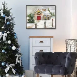 Discount Winter Red Door Barn Framed Art Print Christmas Decorations