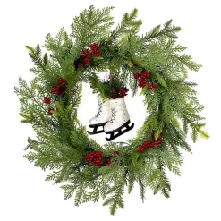 Outlet Winter Skates Christmas Wreath with Red Berries Christmas Wreaths