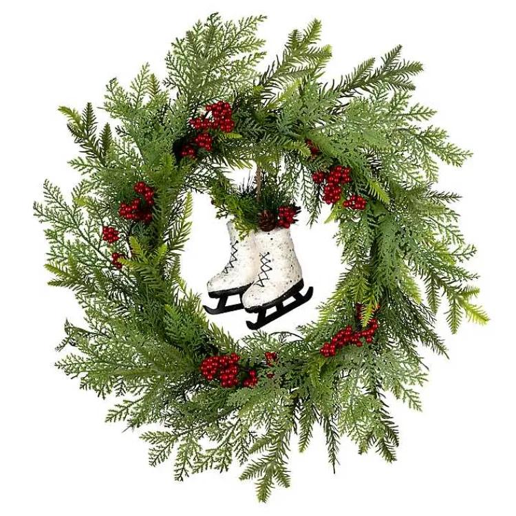 Outlet Winter Skates Christmas Wreath with Red Berries Christmas Wreaths