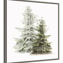 New Winter Trees Gray Framed Canvas Art Print Christmas Art & Wall Decor