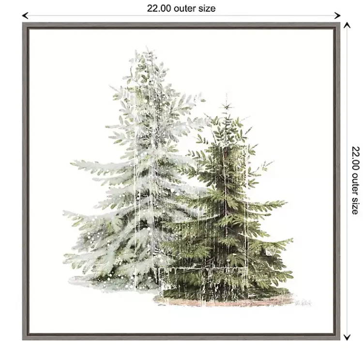 New Winter Trees Gray Framed Canvas Art Print Christmas Art & Wall Decor