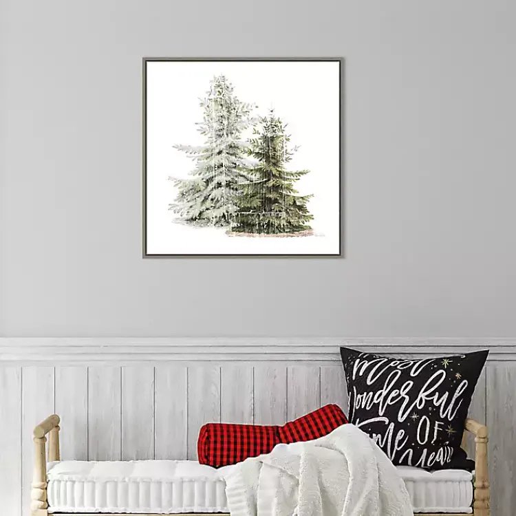 New Winter Trees Gray Framed Canvas Art Print Christmas Art & Wall Decor