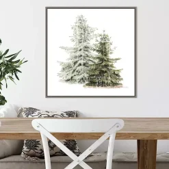 New Winter Trees Gray Framed Canvas Art Print Christmas Art & Wall Decor
