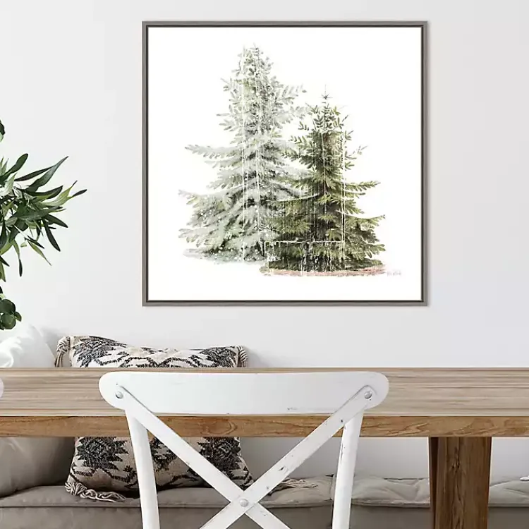 New Winter Trees Gray Framed Canvas Art Print Christmas Art & Wall Decor