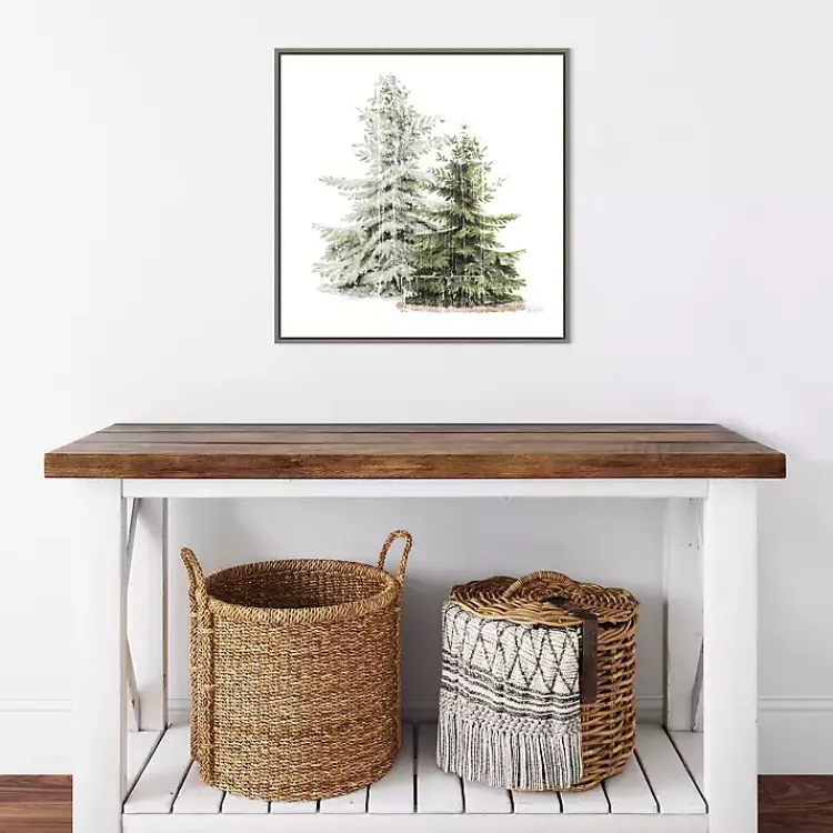 New Winter Trees Gray Framed Canvas Art Print Christmas Art & Wall Decor