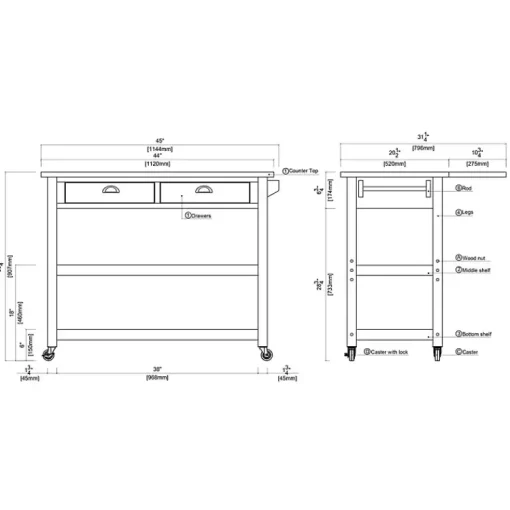 Kirklands Home Kitchen Islands & Bar Carts|Wire Brush Sonoma Drop Leaf Kitchen Island Brown