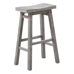 Kirklands Home Bar Stools & Counter Height Stools|Wire Brushed Saddle Wood Bar Stool Gray