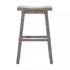 Kirklands Home Bar Stools & Counter Height Stools|Wire Brushed Saddle Wood Bar Stool Gray