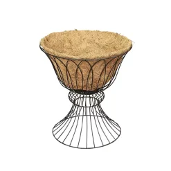 Kirklands Home Planters|Wire Hourglass Planter with Coco Mat Liner Black