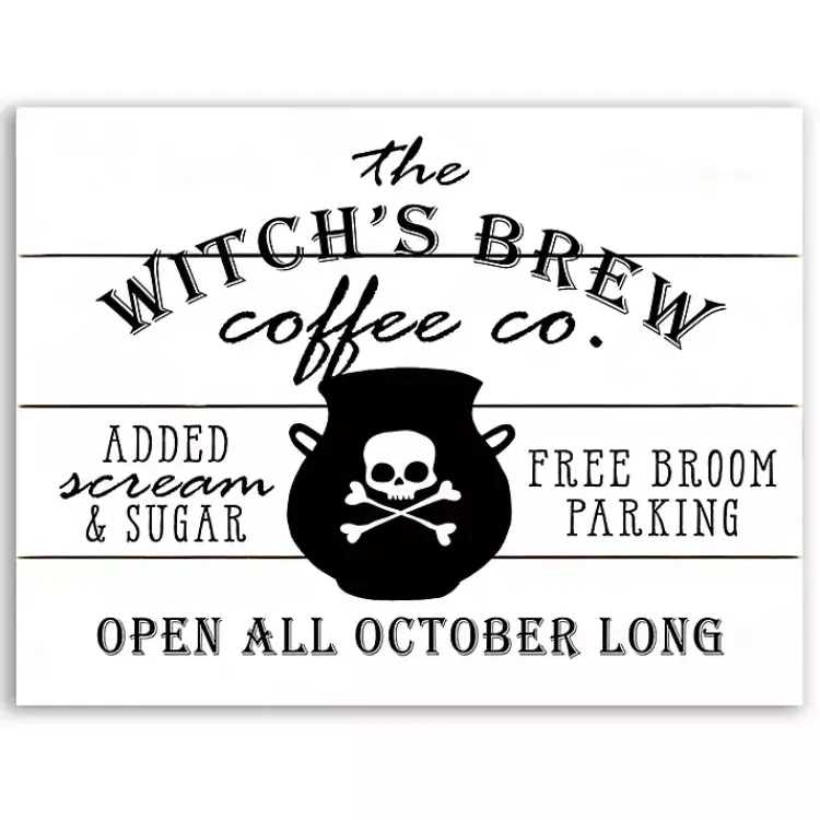 Clearance Witch's Brew Coffee Co Halloween Wall Plaque Halloween