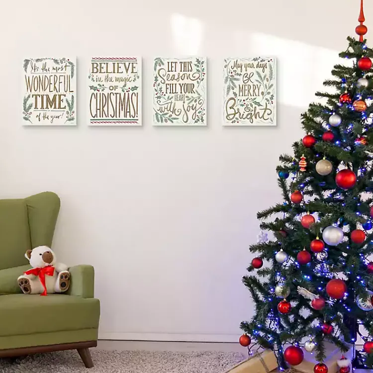 Outlet Wonderful Christmas Canvas Art Prints, Set of 4 Christmas Art & Wall Decor