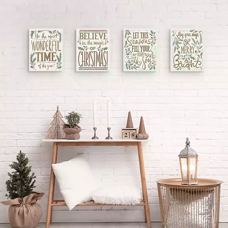 Outlet Wonderful Christmas Canvas Art Prints, Set of 4 Christmas Art & Wall Decor