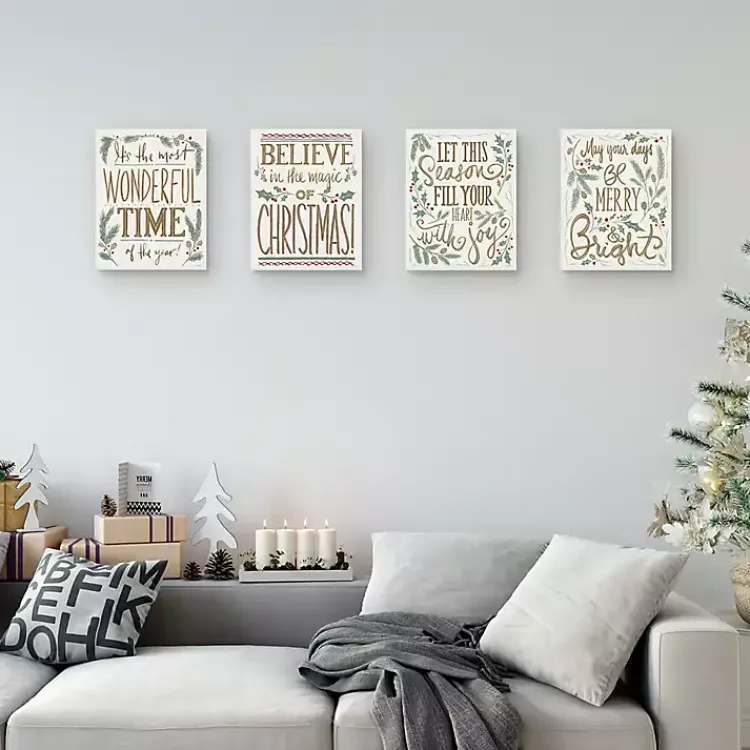 Outlet Wonderful Christmas Canvas Art Prints, Set of 4 Christmas Art & Wall Decor