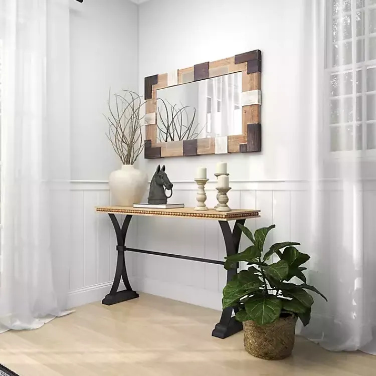 Kirklands Home Console Tables|Wood & Metal Trestle Base Console Table