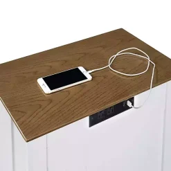 Kirklands Home Accent & End Tables|Wood & Two-Tone Charging Open Accent Table White
