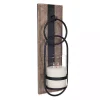 Clearance Wood and Black Metal Geometric Sconce Sconces