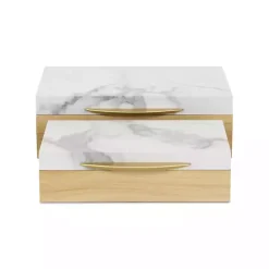 Clearance Wood and Faux Marble Rectangular Boxes, Set of 2 Baskets & Boxes