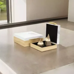 Sale Wood and Faux Marble Square Boxes, Set of 2 Baskets & Boxes