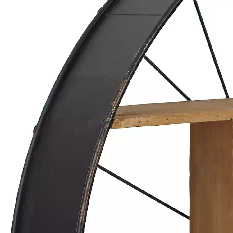 Kirklands Home Shelves|Wood and Iron Bicycle Wheel Shelf