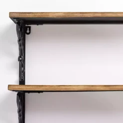 Kirklands Home Shelves|Wood and Iron Scroll 3-Tier Wall Shelf
