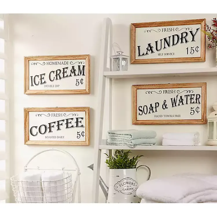 Kirklands Home Wall Quotes & Signs|Wood and Metal Coffee Framed Plaque White