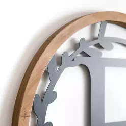 Kirklands Home Monogram Wall Decor|Wood and Metal Laurel Monogram E Plaque