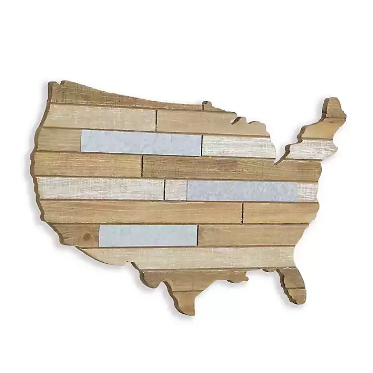 Kirklands Home Wall Plaques|Wood and Metal Plank USA Map Wall Plaque