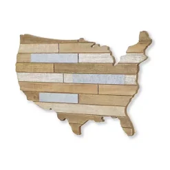 Kirklands Home Wall Plaques|Wood and Metal Plank USA Map Wall Plaque