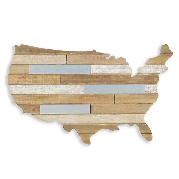 Kirklands Home Wall Plaques|Wood and Metal Plank USA Map Wall Plaque