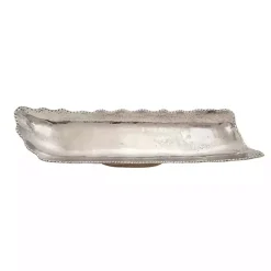 Outlet Wood and Metal Scalloped Rim Tray Decorative Trays