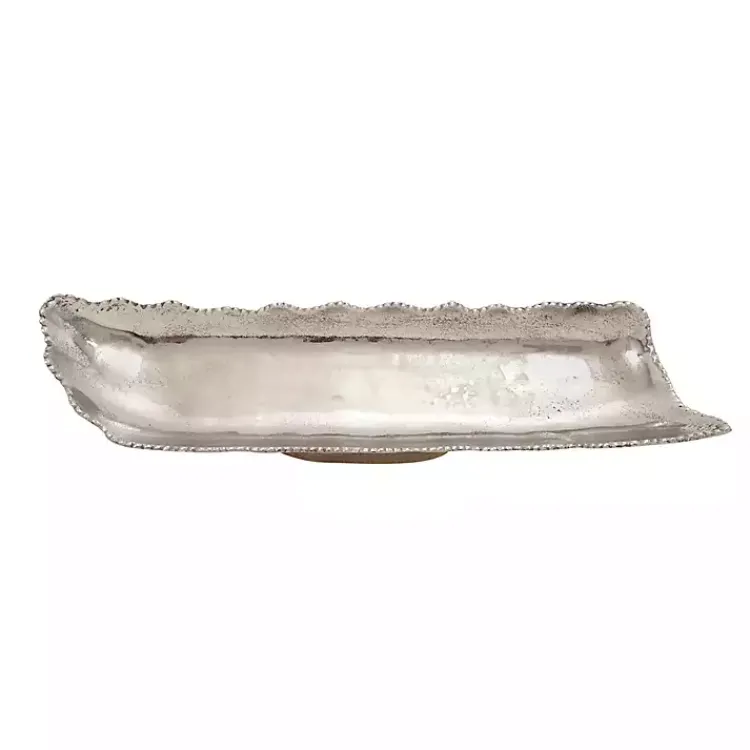 Outlet Wood and Metal Scalloped Rim Tray Decorative Trays
