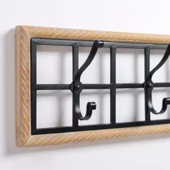 Kirklands Home Hooks|Wood and Metal Twisted Frame Hook Rack