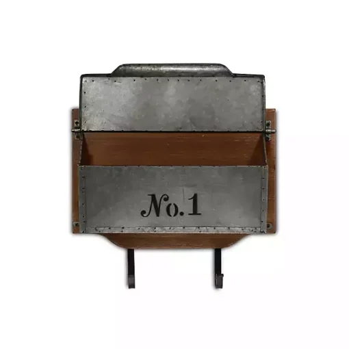 Kirklands Home Wall Storage|Wood and Metal Wall Storage Mail Box with Hooks