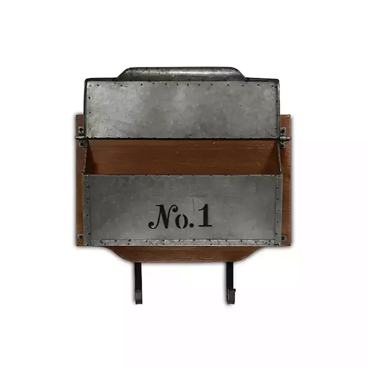 Kirklands Home Wall Storage|Wood and Metal Wall Storage Mail Box with Hooks