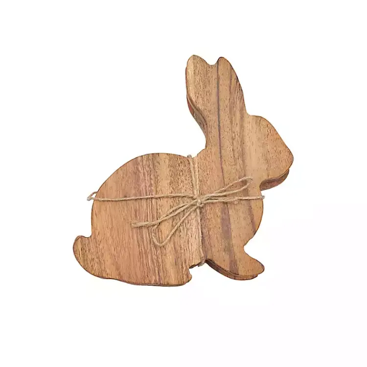 Wood Bunny Coasters, Set of 4 Easter Decorations