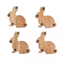 Wood Bunny Coasters, Set of 4 Easter Decorations