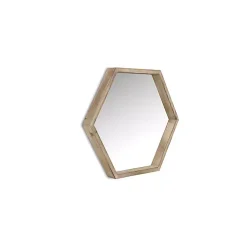 Kirklands Home Decorative Mirrors|Wood Frame Hexagon Wall Mirror