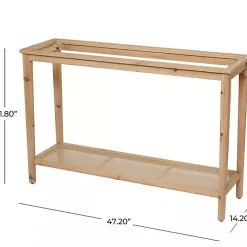 Kirklands Home Entryway Furniture|Wood Glass Top Console Table with Rattan Shelf Brown